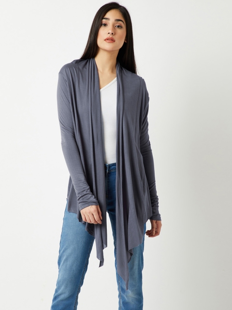 

Miss Chase Grey Solid Open-Front Shrug