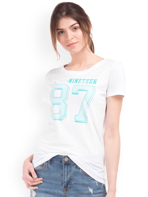 

Aeropostale Women White Printed Round Neck T-shirt
