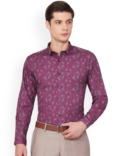 

V Dot Men Purple Slim Fit Printed Party Shirt