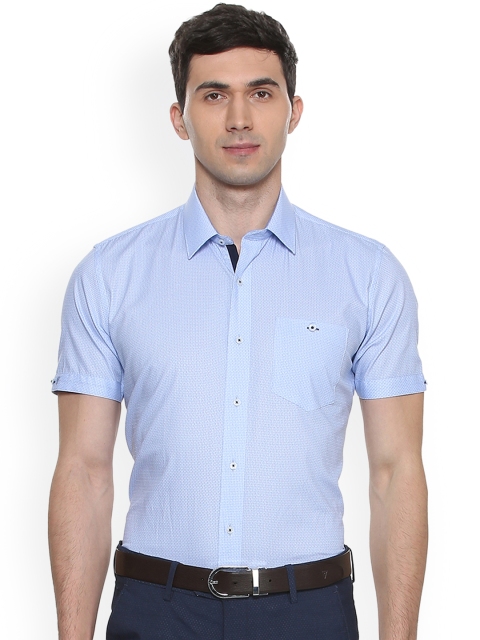 

Van Heusen Men Blue Slim Fit Self Design Formal Shirt