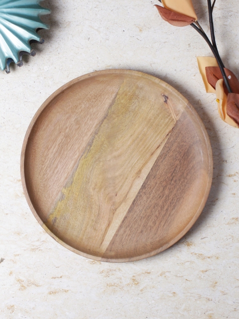

HOME DECOR INDIA Wooden Round Tray, Brown