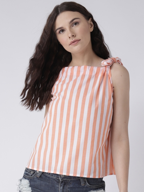 

pinwheel Women Orange Striped A-Line Top