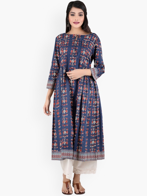 

anayna Women Blue Printed Anarkali Kurta