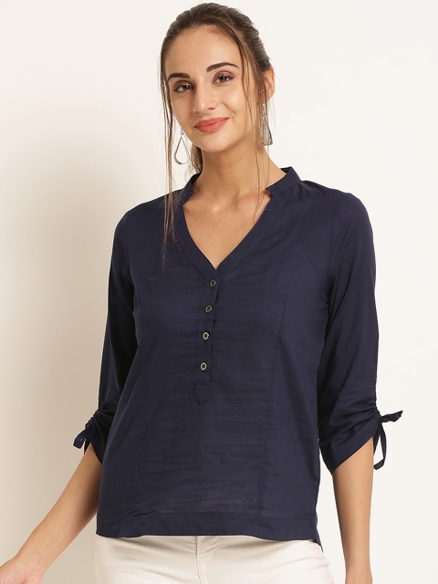 

Harpa Women Navy Blue Solid Top