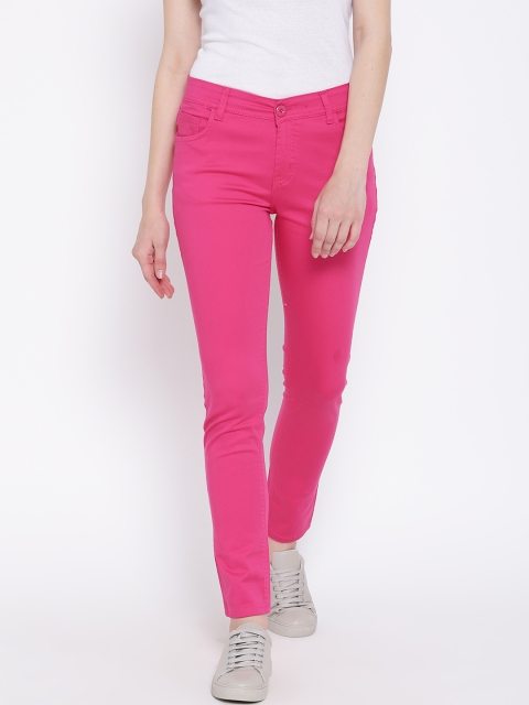 

Fashion Cult Women Pink Slim Fit Solid Cigarette Trousers