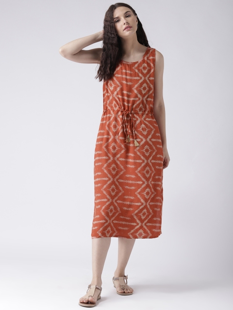 

pinwheel Women Orange Printed A-Line Dress