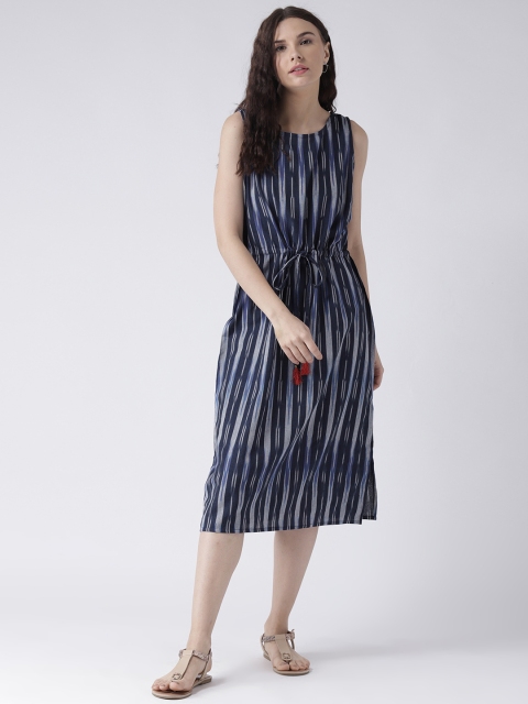 

pinwheel Women Navy Blue Self Design A-Line Dress