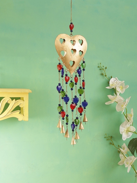 

Home Sparkle Heart Shaped Windchime With Bells, Gold