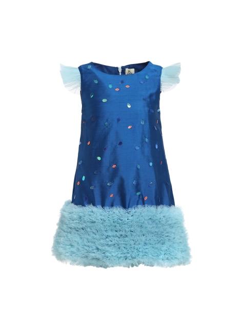 

A Little Fable Girls Blue Embellished Drop-Waist Dress