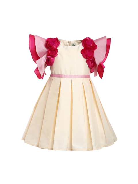 

A Little Fable Girls Beige Rose Flare Embellished Fit and Flare Dress