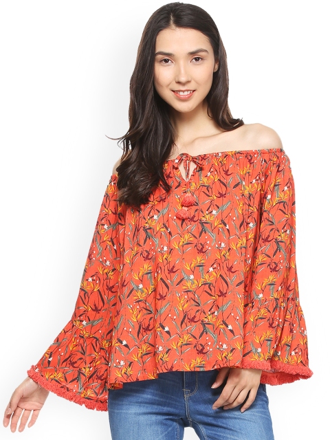 

Allen Solly Woman Women Orange Printed A-Line Top