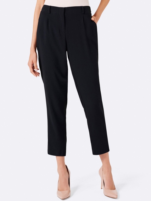

Forever New Women Black Loose Fit Solid Peg Trousers