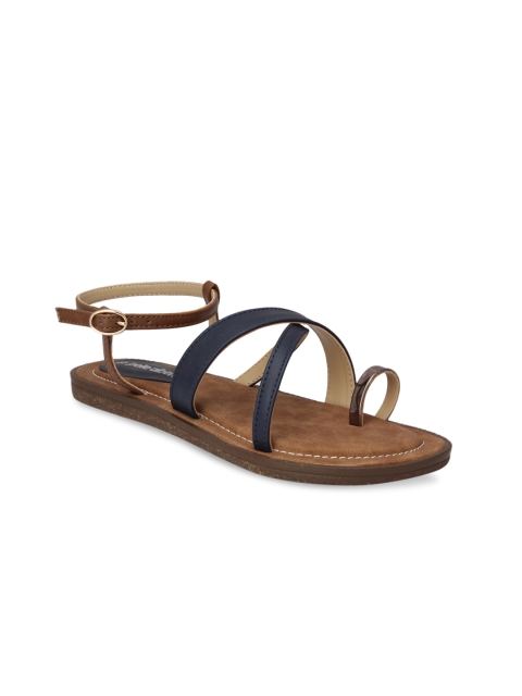 

pelle albero Women Blue Solid Synthetic One-Toed Flats