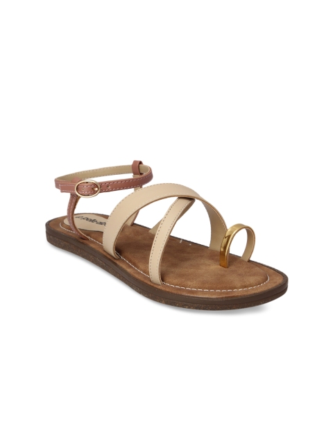 

pelle albero Women Beige Solid Synthetic One-Toed Flats