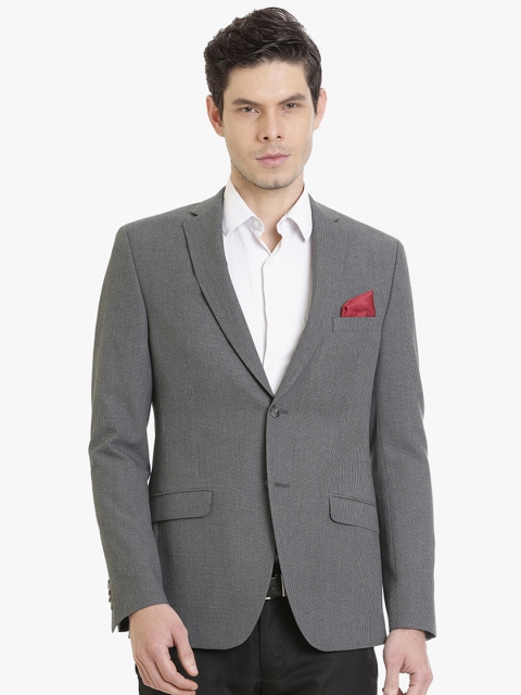 

SUITLTD Men Grey & Black Self-Design Blazer