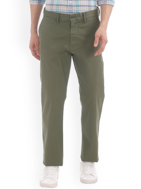 

GANT Men Olive Green Regular Fit Solid Regular Trousers