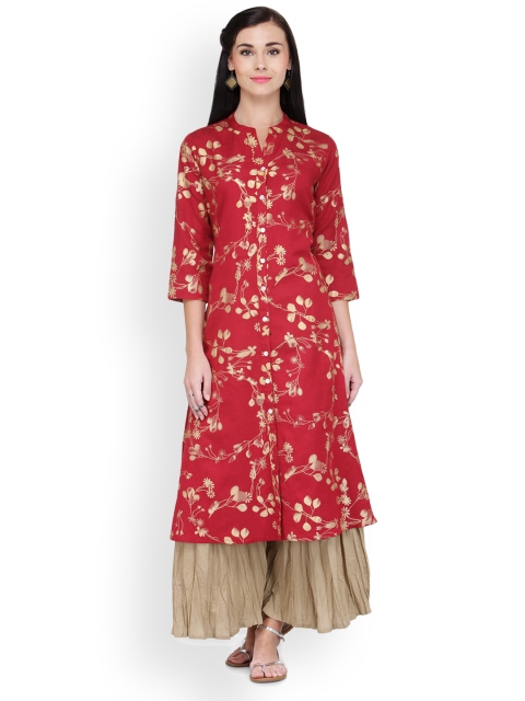 

Varanga Women Maroon & Beige Printed Kurta with Palazzos