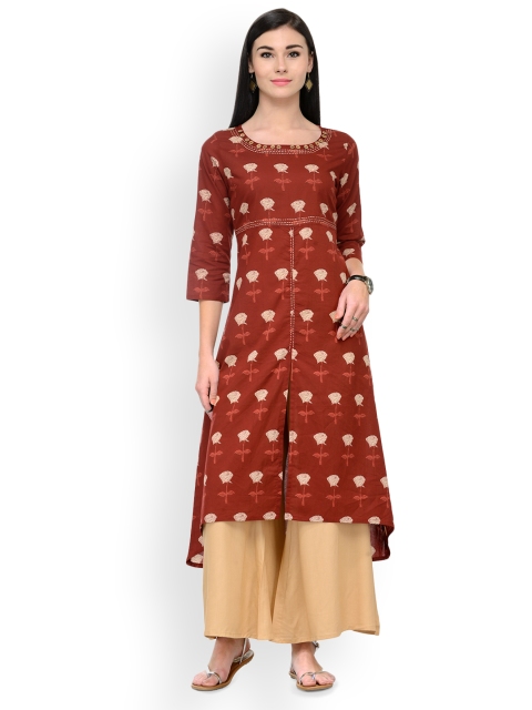 

Varanga Women Maroon & Beige Printed Kurta with Palazzos