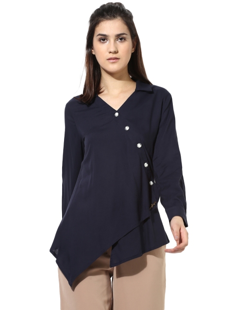 

Magzayra Navy Blue Solid Tunic