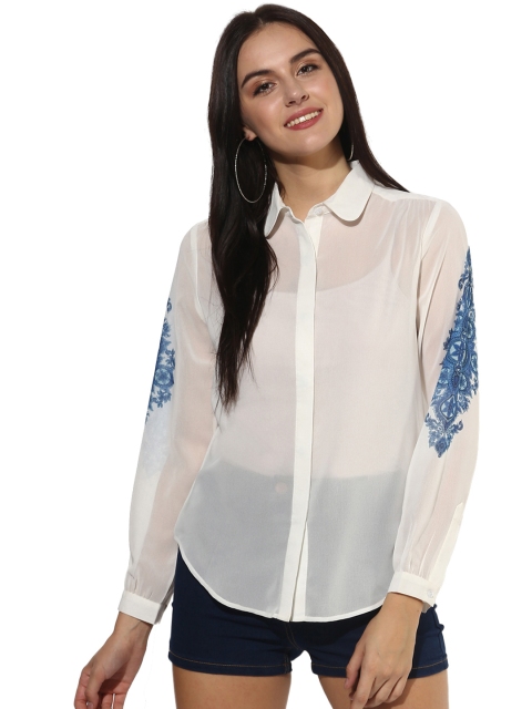 

Magzayra Women White Regular Fit Solid Casual Shirt