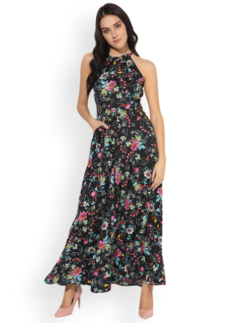 

Magzayra Women Black Printed A-Line Dress