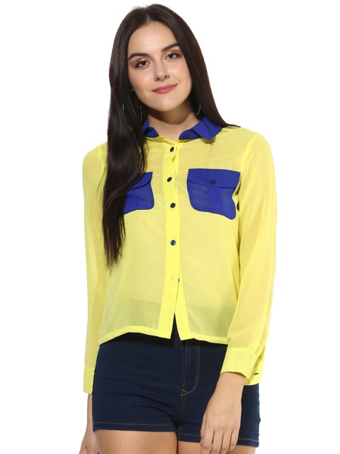

Magzayra Women Yellow Regular Fit Solid Casual Shirt