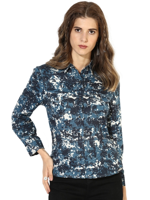 

Magzayra Women Blue Regular Fit Printed Casual Shirt