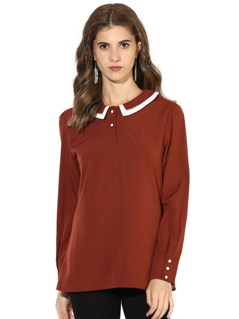 

Magzayra Women Maroon Solid Shirt-Style Top
