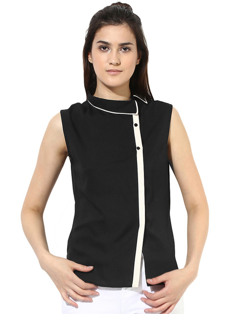 

Magzayra Women Black Solid Shirt-Style Top