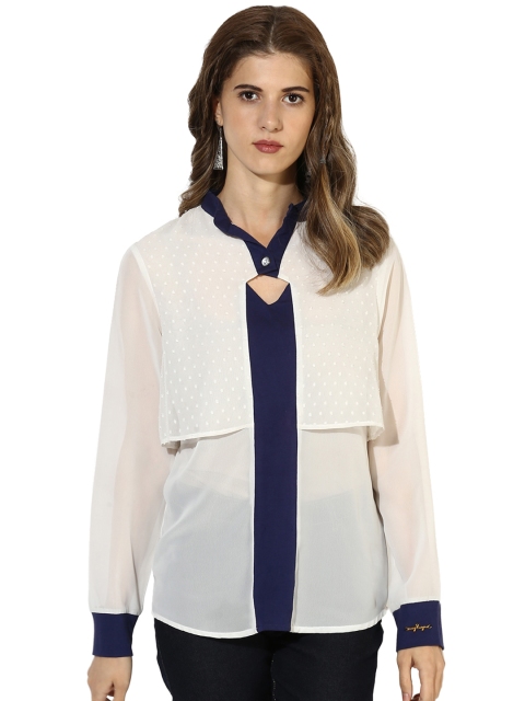 

Magzayra Women White Solid Shirt-Style Top