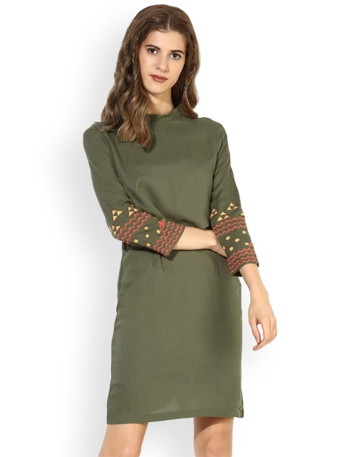 

Magzayra Women Green Solid A-Line Dress