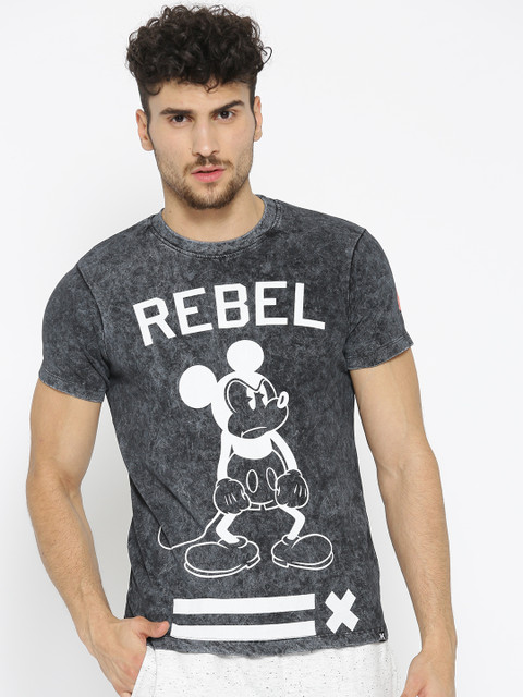 

Kook N Keech Disney Men Charcoal Printed Round Neck T-shirt