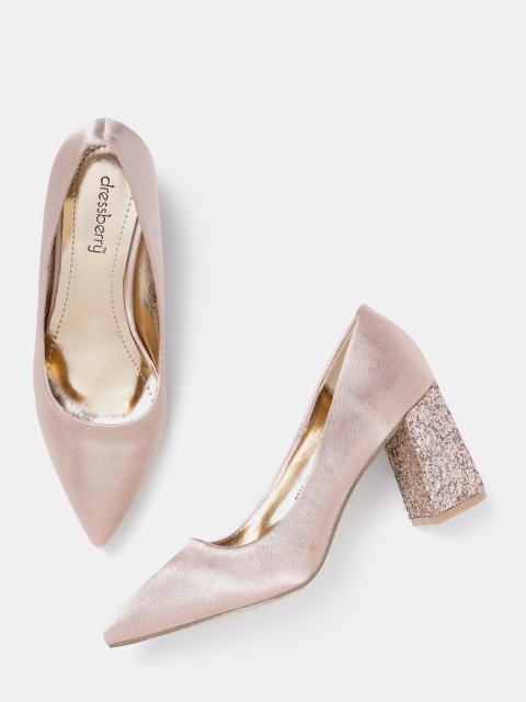 

DressBerry Women Rose Gold-Toned Solid Pumps with Shimmer Detail