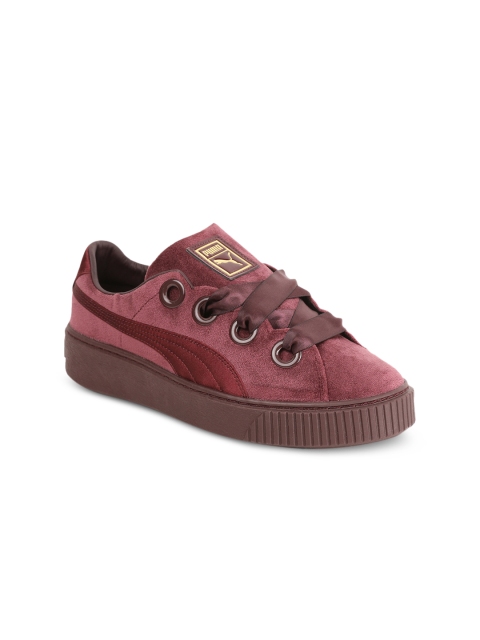 

Puma Women Red Platform Kiss Velvet Wn s Suede Sneakers