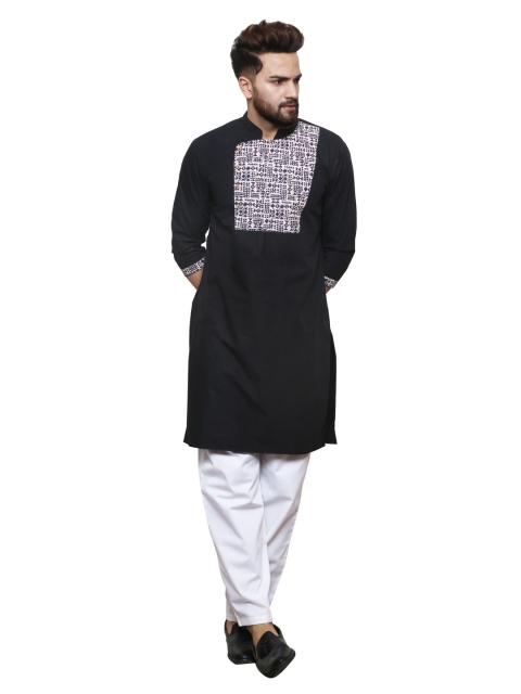 

Zotw Men Black Yoke Design Straight Kurta