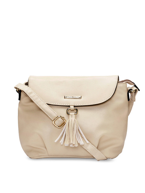 

David Jones Beige Solid Sling Bag