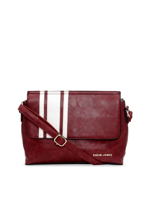 

David Jones Women Maroon Striped Sling Bag