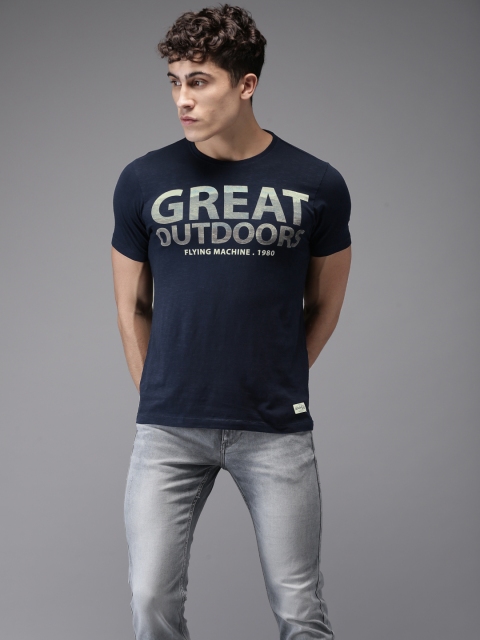 

Flying Machine Men Navy Printed T-shirt, Navy blue
