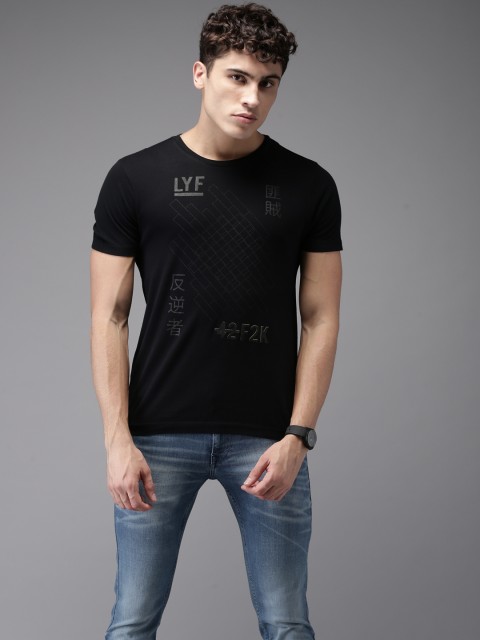 

Flying Machine Men Black Round Neck T-shirt