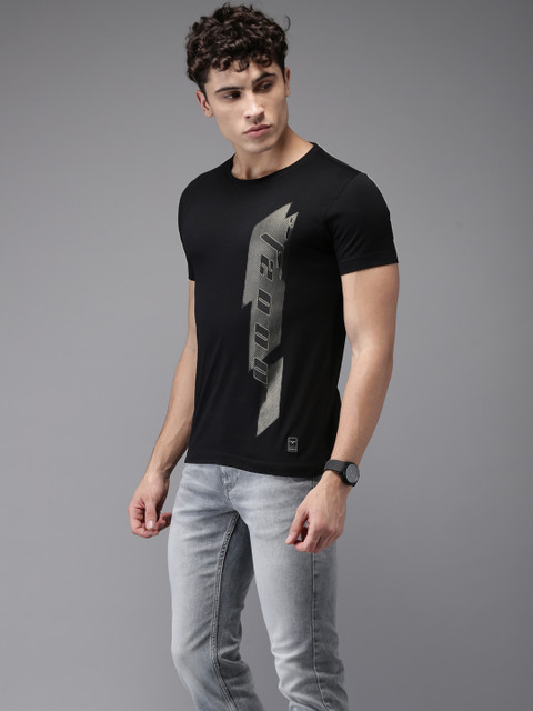 

Flying Machine Men Black Printed Round Neck T-shirt