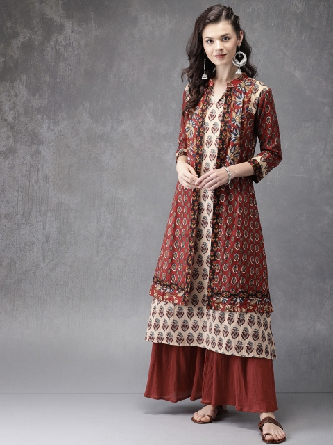 

Anouk Women Rust & Beige Printed Kurta with Sharara