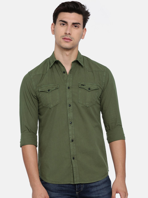 

Jack & Jones Men Olive Regular Fit Printed Casual Shirt