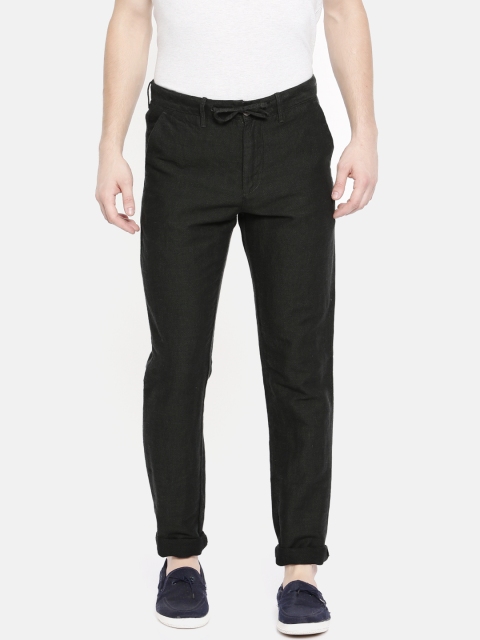 

Jack & Jones Men Green Slim Fit Solid Regular Trousers
