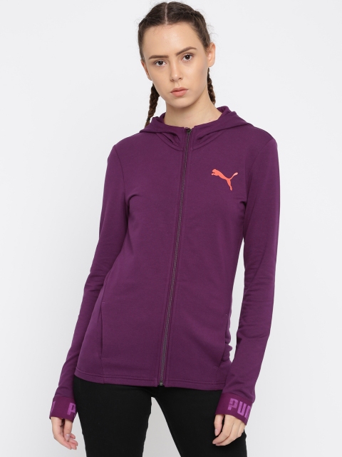 

Puma Women Purple Solid Hooded Sweatshirt