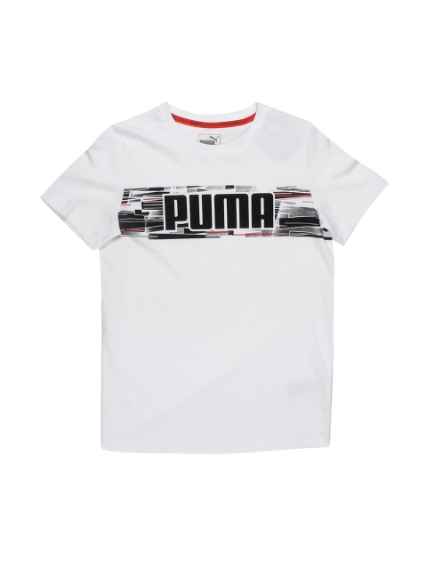 

Puma Boys White Printed Round Neck T-shirt
