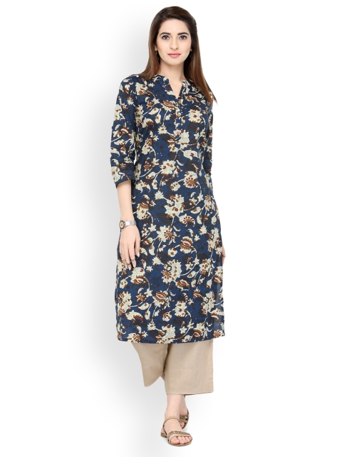 

Varanga Women Blue & Beige Printed Kurta with Trousers