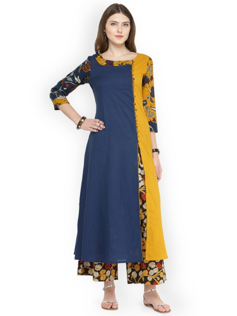 

Varanga Women Blue & Black Colourblocked Kurta with Palazzos