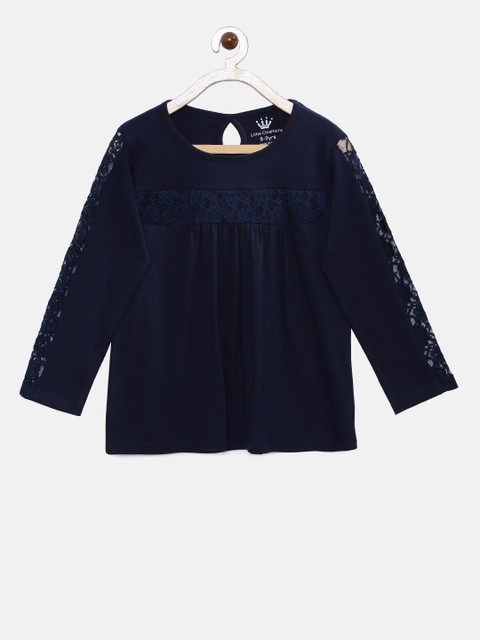 

Little Chieftains Girls Navy Blue Solid Top