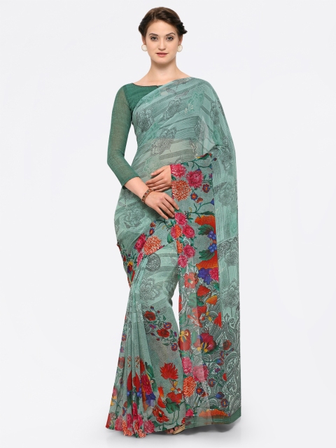 

Vaamsi Green Printed Poly Georgette Saree