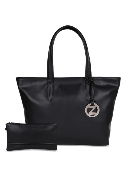 

OsaiZ Black Solid Tote Bag